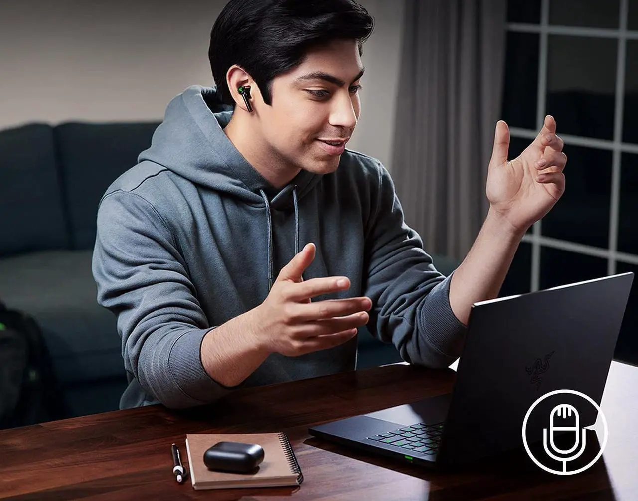 Alt view image 7 of 6 - Razer Hammerhead True Wireless (2nd Gen) Bluetooth Gaming Earbuds: Chroma RGB Lighting -60ms Low-Latency- Active Noise Cancellation - Dual Environmental Noise Cancelling Microphones- Classic Black