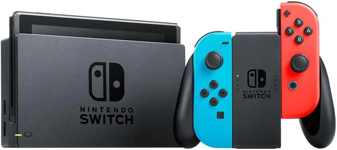 Alt view image 4 of 4 - Nintendo Switch w/ Neon Blue & Neon Red Joy-Con + Mario Kart 8 Deluxe (Full Game Download) + 3 Month Nintendo Switch Online Individual Membership