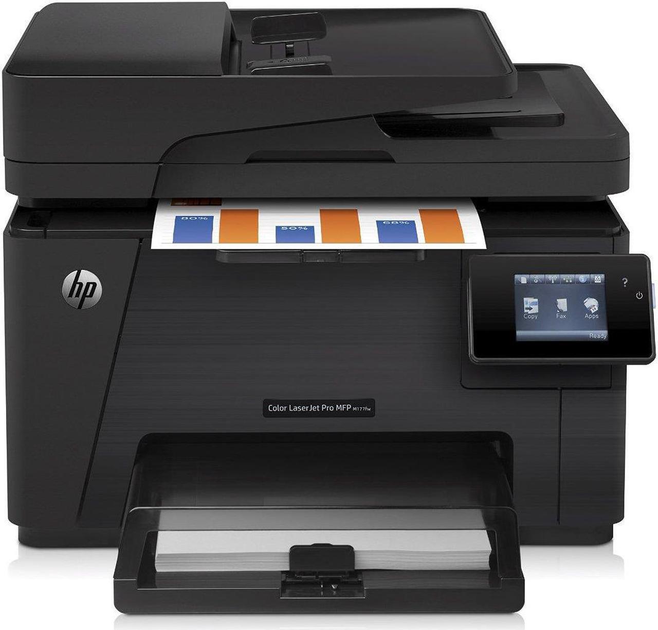 Alt view image 4 of 5 - HP Color LaserJet Pro MFP M177fw CZ165ABGJ Wireless Multifunction Laser Printer, Copier, Scanner, Fax - Up to 17 ppm Black, Up to 4 ppm Color - 2400 dpi - Hi-Speed USB 2.0 - Wi-Fi - 240V AC