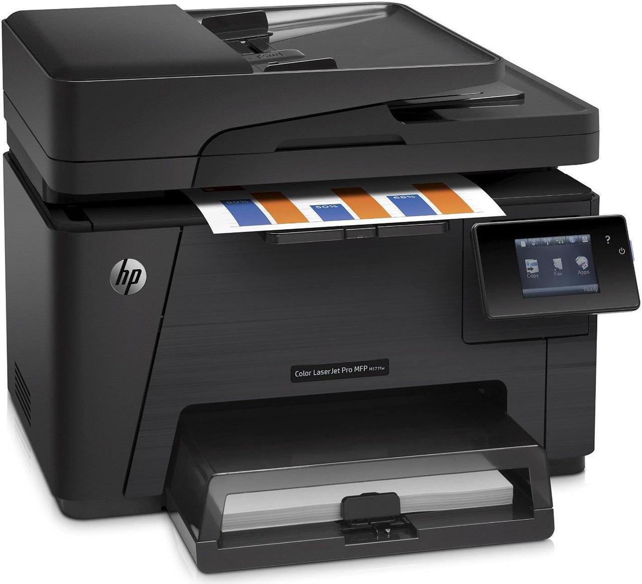 Alt view image 5 of 5 - HP Color LaserJet Pro MFP M177fw CZ165ABGJ Wireless Multifunction Laser Printer, Copier, Scanner, Fax - Up to 17 ppm Black, Up to 4 ppm Color - 2400 dpi - Hi-Speed USB 2.0 - Wi-Fi - 240V AC