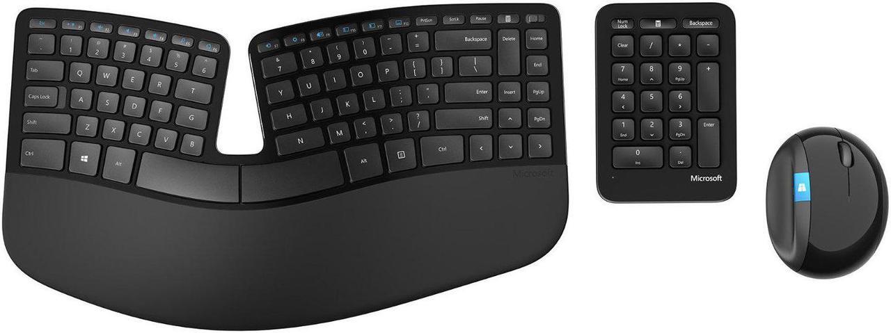 Alt view image 2 of 4 - Microsoft L5V-00001 Ergonomic Keyboard, Mouse, Numeric Pad Set - 2.4 GHz - Black