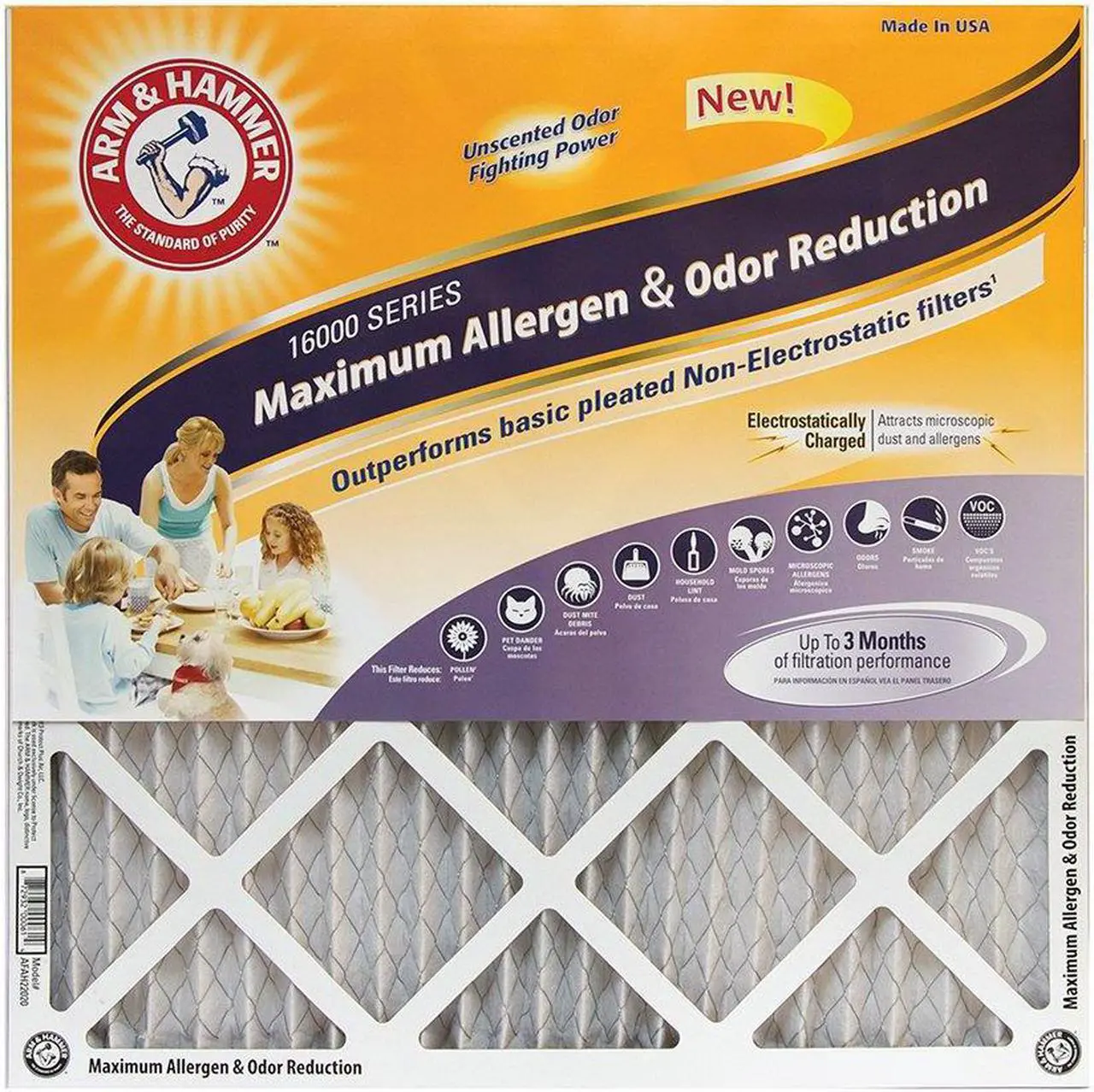 Alt view image 2 of 2 - 18x18x1 Arm and Hammer Max Odor Air Filter (4 Pack)