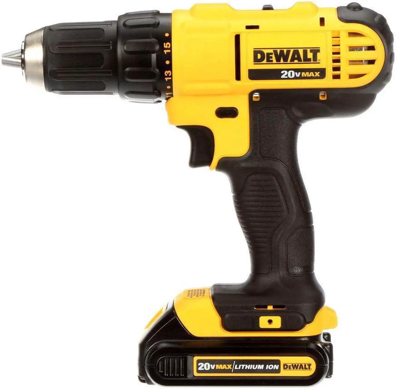 Alt view image 4 of 20 - Dewalt DCD771C2 20V MAX Brushed Lithium-Ion 1/2 in. Cordless Compact Drill Driver Kit with 2 Batteries (1.3 Ah)