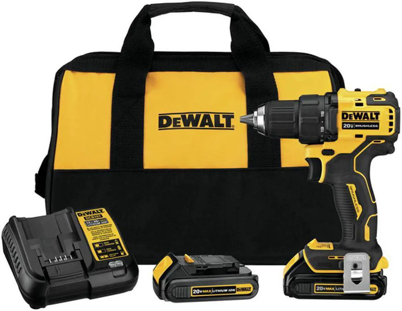 Alt view image 7 of 7 - Dewalt DCD708C2 20V MAX ATOMIC Brushless Compact Lithium-Ion 1/2 in. Cordless Drill Driver Kit with 2 Batteries