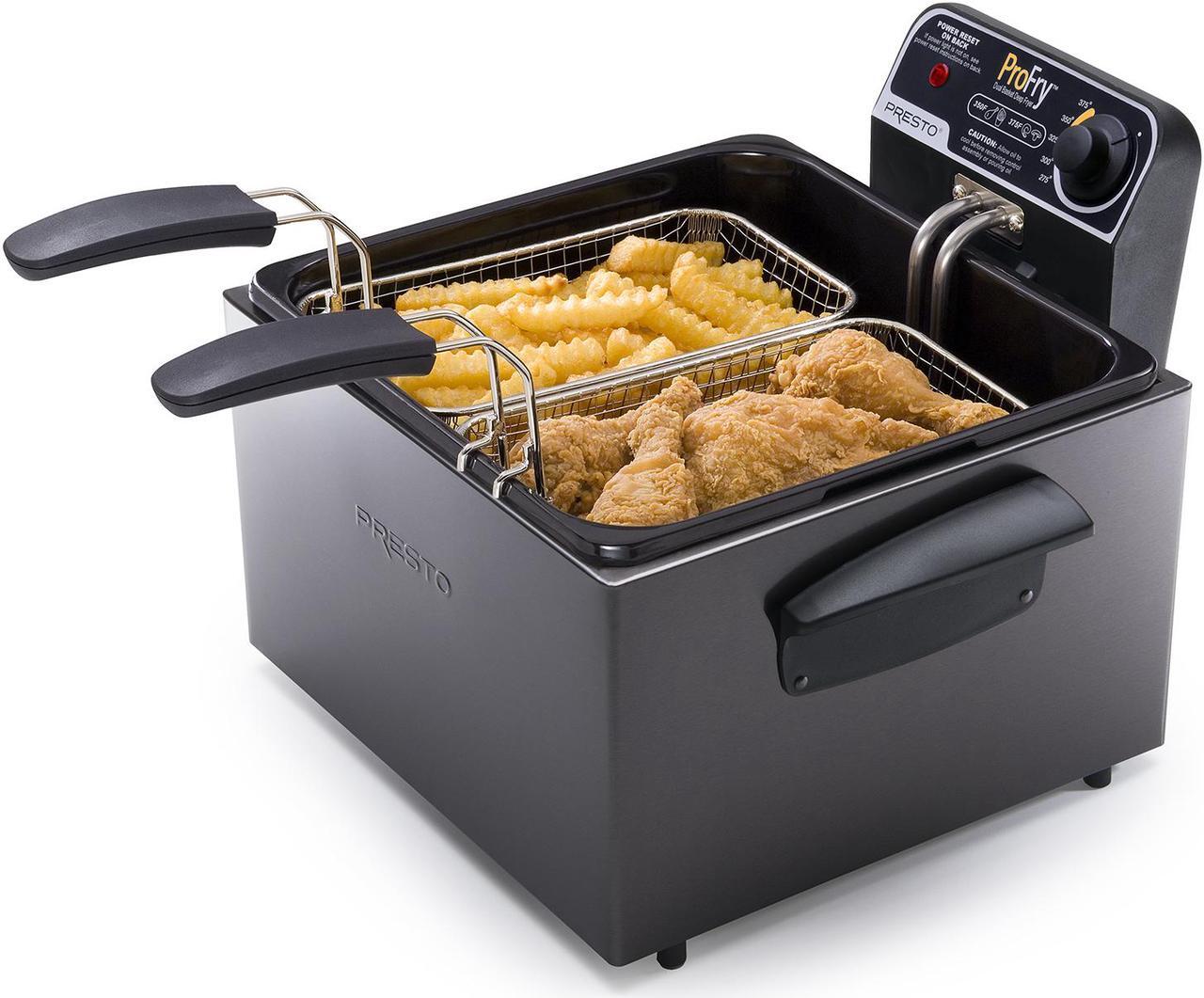 Alt view image 6 of 10 - PRESTO Dual Basket Deep Fryer, Black Stainless Steel (05489)