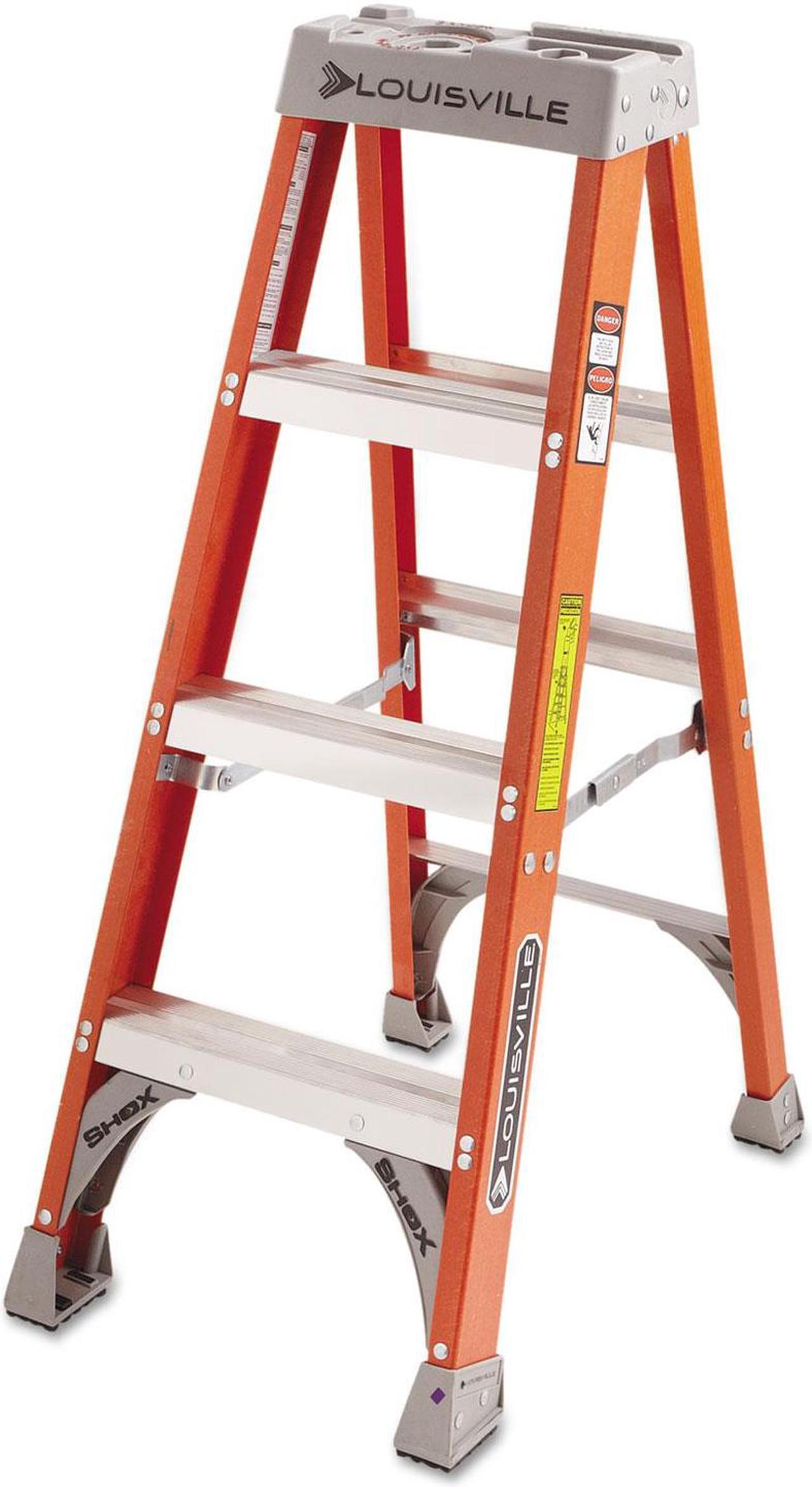 Alt view image 10 of 20 - Louisville Fiberglass Heavy Duty Step Ladder 50" 3-Step Orange FS1504