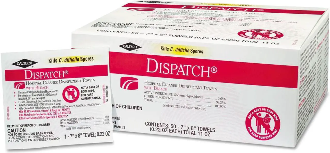 Alt view image 3 of 20 - Clorox CLO 69150 Dispatch Hospital Cleaner Disinfectant Towels with Bleach Wipes Canister (150 CT.)