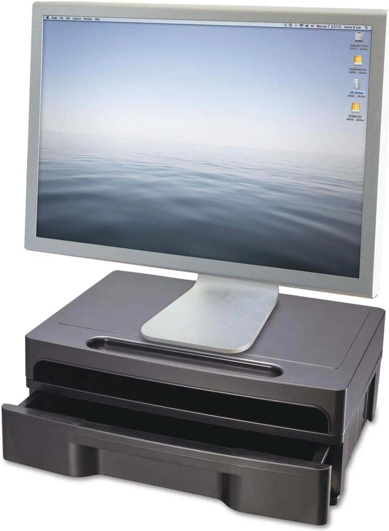 Main image of Officemate Monitor Stand with Drawer 13 1/8 x 9 7/8 x 5 Black 22502