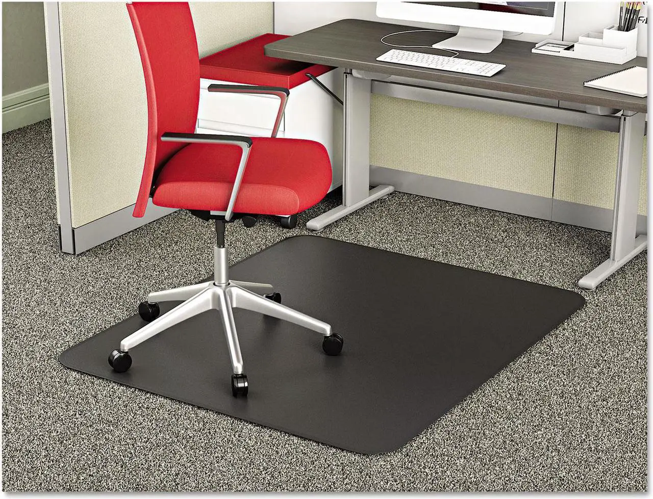 Alt view image 6 of 14 - Deflecto SuperMat Frequent Use Chair Mat Medium Pile Carpet Beveled 36 x 48 Black CM14142BLK