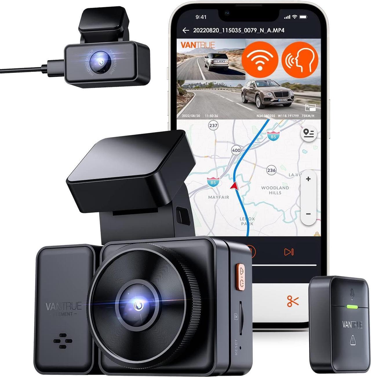 Vantrue E2G Dual 2.5K Front and Rear Dash Cam with 5G WiFi, GPS & Voice Control, 1944P+1944P Car Camera, 24hrs Buffered Parking Mode, Enhanced Night Vision, Motion Detection, Capacitor, Support 512GB