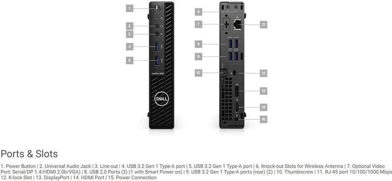 Alt view image 5 of 6 - 2021 Newest Dell OptiPlex 3080 Micro Form Factor Business Desktop, Intel Core i5-10500T, 16GB DDR4 RAM, 512GB SSD, WiFi, HDMI, Bluetooth, Wired Keyboard&Mouse, Windows 10 Pro