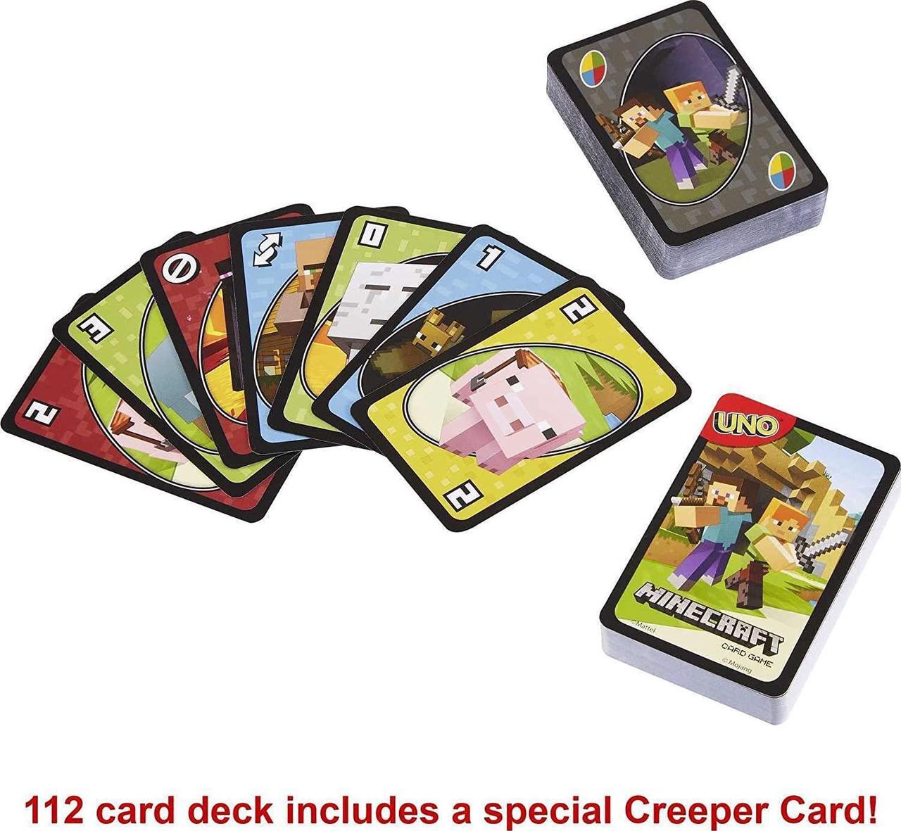 Alt view image 6 of 12 - UNO Minecraft Updated Family Classic Multiplayer Fast-Paced Mattel, Inc.