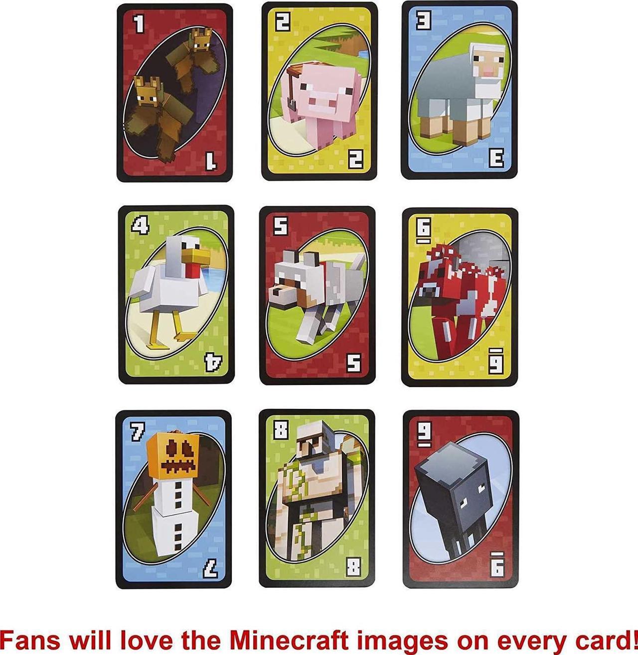 Alt view image 5 of 12 - UNO Minecraft Updated Family Classic Multiplayer Fast-Paced Mattel, Inc.
