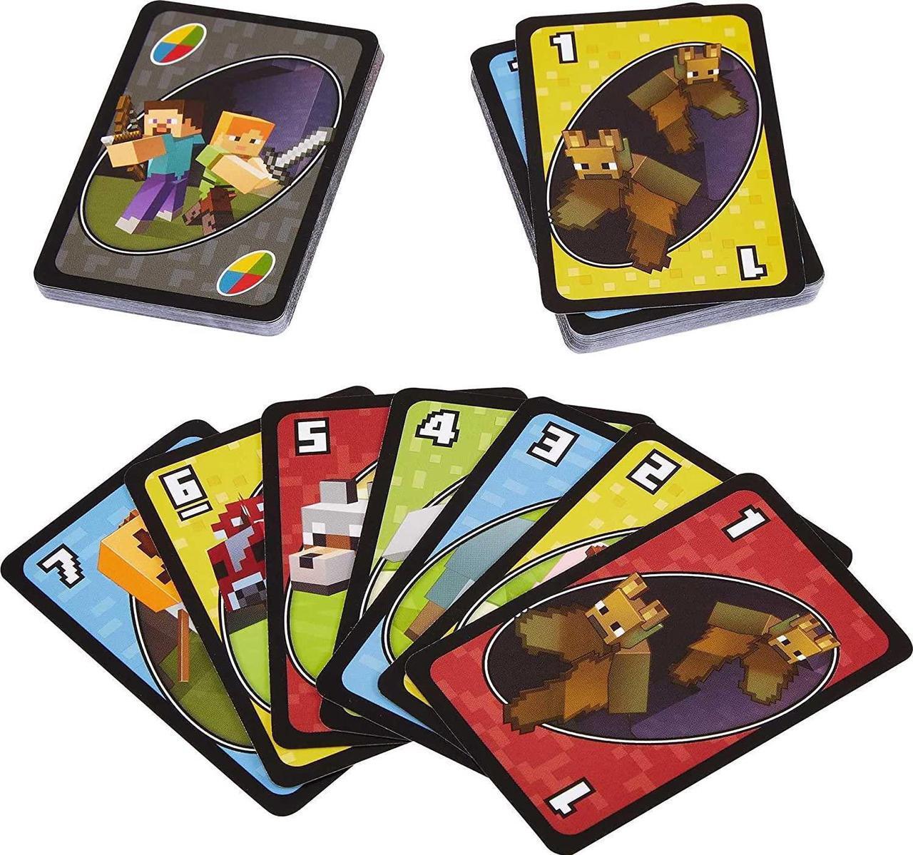Alt view image 7 of 12 - UNO Minecraft Updated Family Classic Multiplayer Fast-Paced Mattel, Inc.