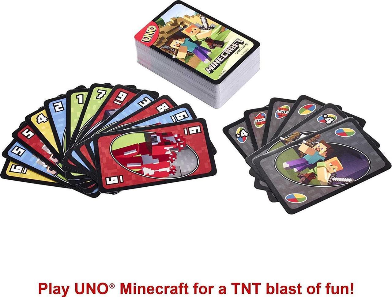 Alt view image 8 of 12 - UNO Minecraft Updated Family Classic Multiplayer Fast-Paced Mattel, Inc.