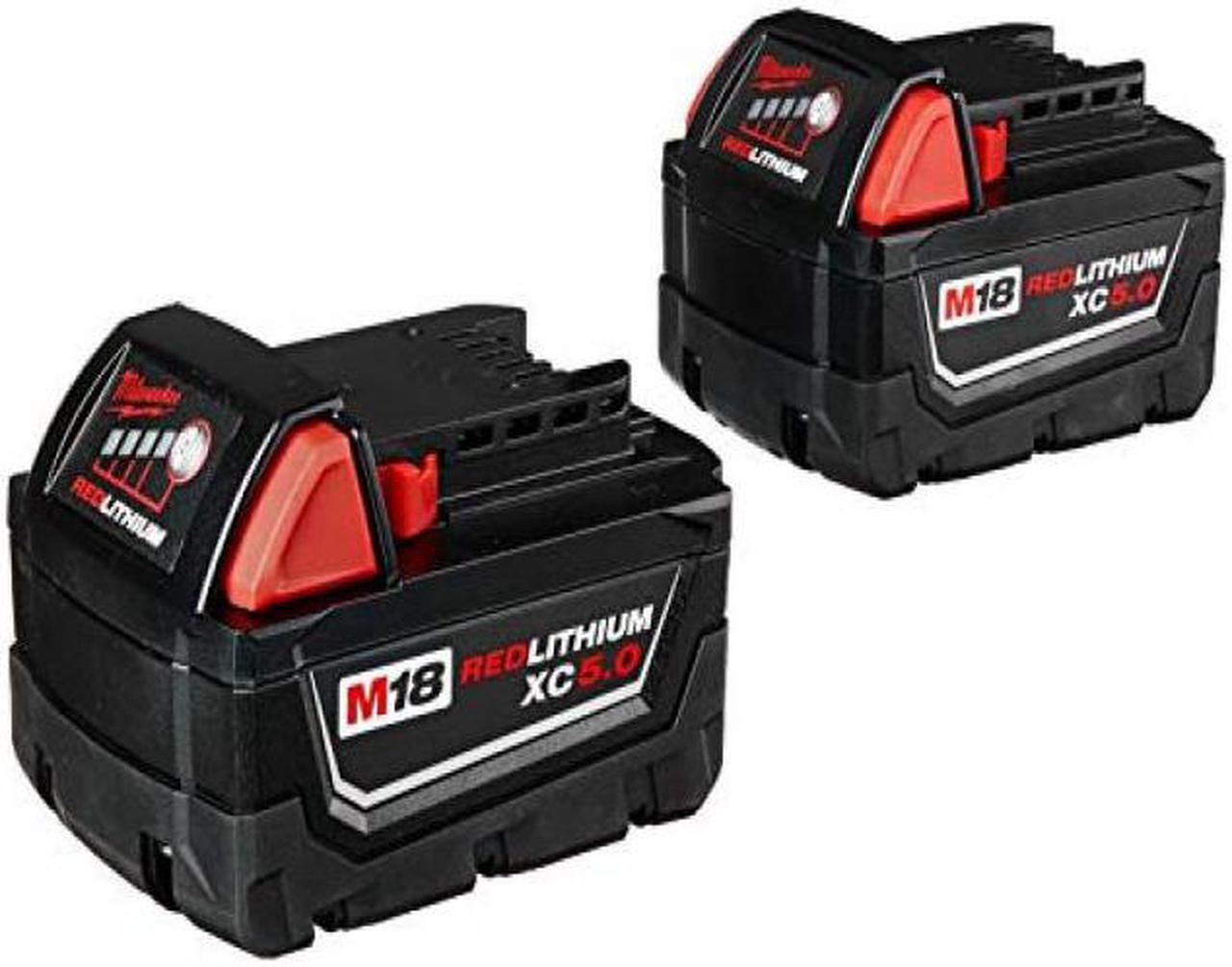 Alt view image 4 of 6 - Milwaukee M18 Redlithium XC5.0 Ah Lithium-Ion Extended Capacity Battery (2-Pack)  48-11-1852