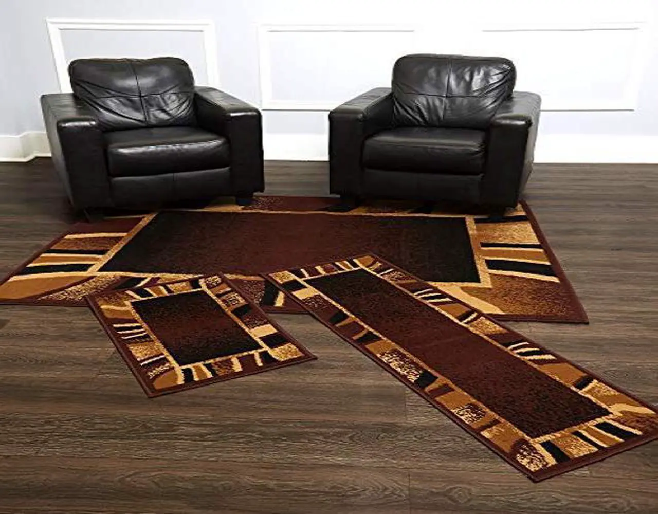 Alt view image 3 of 3 - Home Dynamix Area Rugs: Ariana Rug: 7542 Modern Striped Bordered Brown: 3 Piece Set
