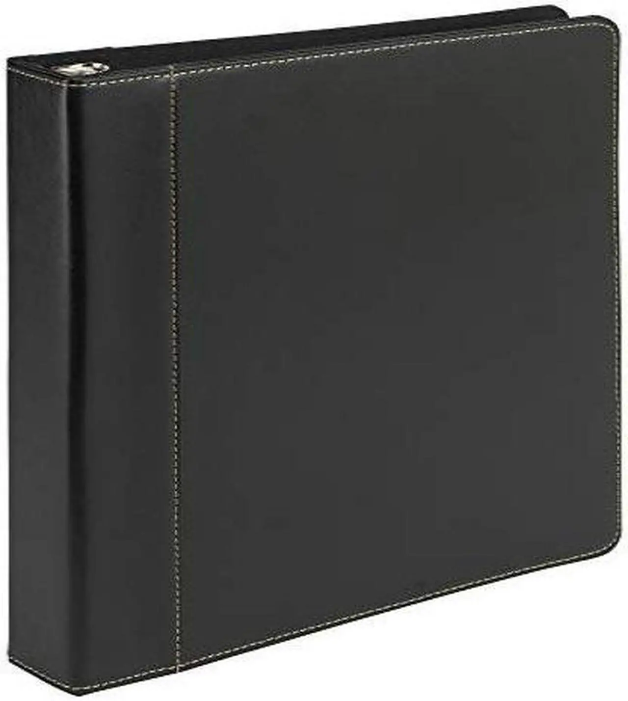 Main image of Samsill 1" Contrast Stitch Leather 3 Ring Binder, Portfolio Organizer, 3 Ring Binder, (8.5 x 11), Holds 200 Sheets, Black