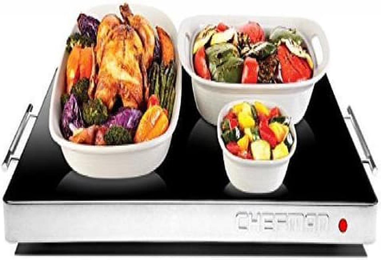 Chefman Electric Warming Tray with Adjustable Temperature Control, Perfect For Buffets, Restaurants, Parties, Events, Home Dinners, Glass Top Large 21" x 16" Surface Keeps Food Hot - Black