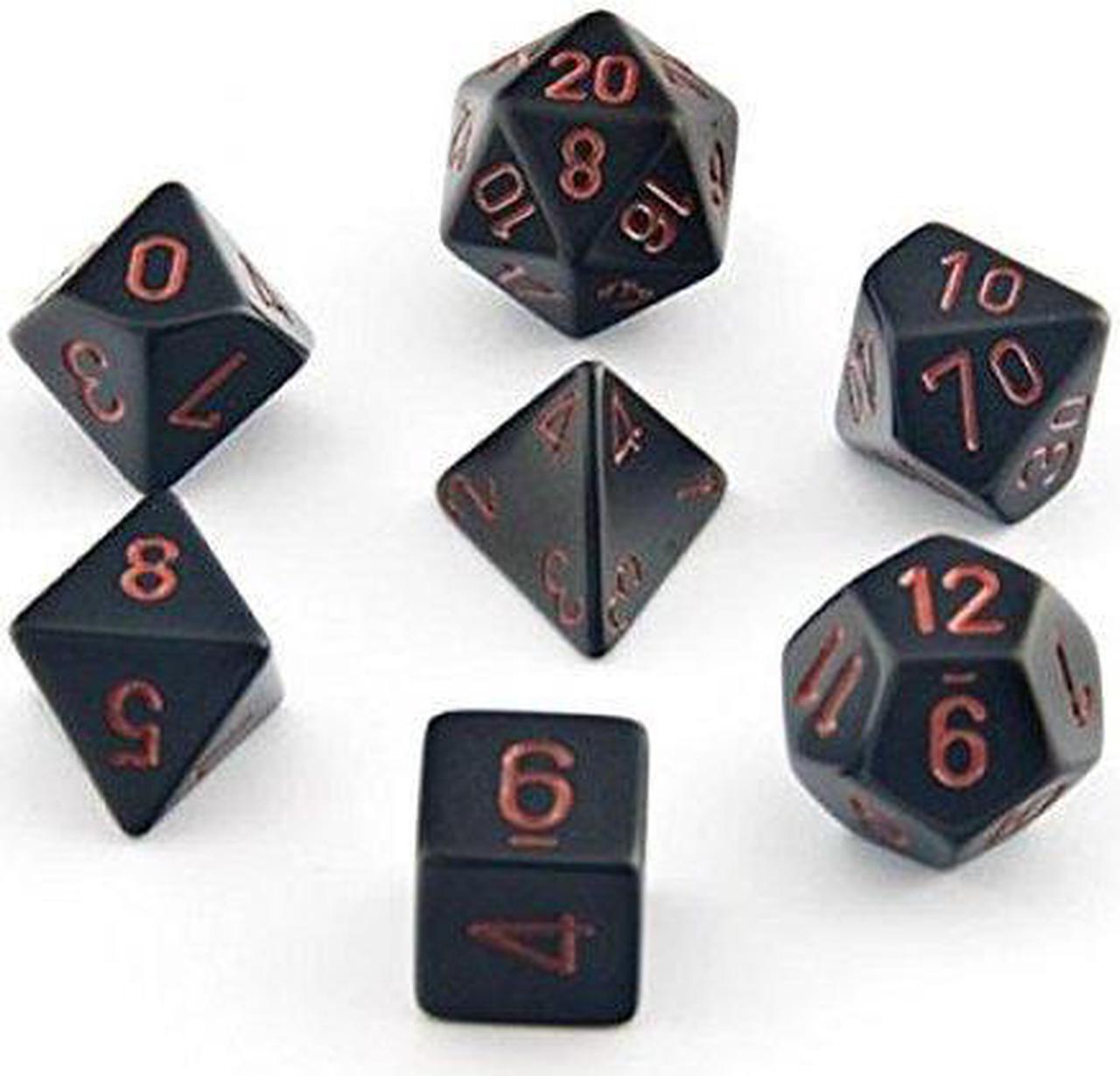 Chessex Dice: Polyhedral 7-Die Opaque Dice Set - Black with Red