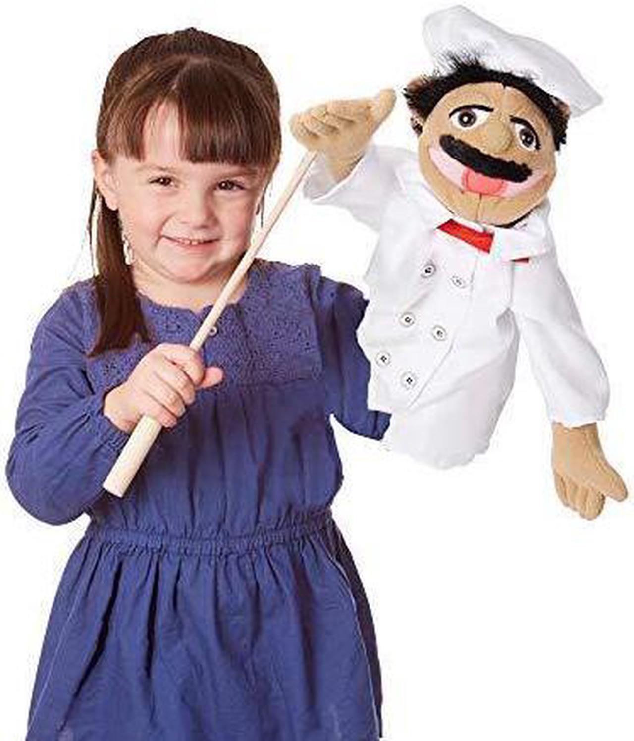 Alt view image 2 of 3 - melissa & doug chef puppet with detachable wooden rod puppets & puppet theaters, animated gestures, inspires creativity, 15 h x 5 w x 6.5 l