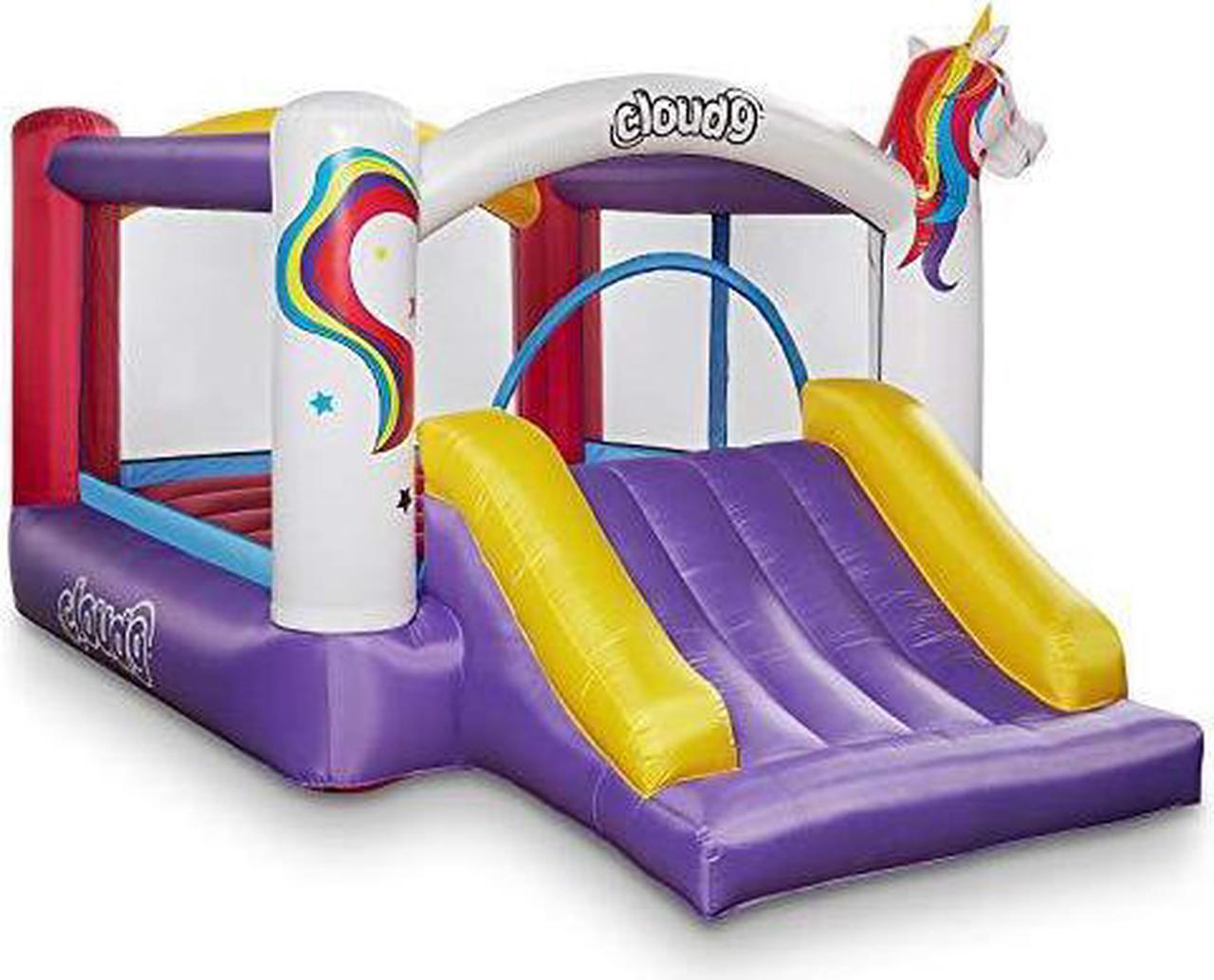 Main image of Cloud 9 Inflatable Bounce House and Blower, Unicorn Theme Bouncer for Kids with Slide, Includes Stakes and Repair Patches