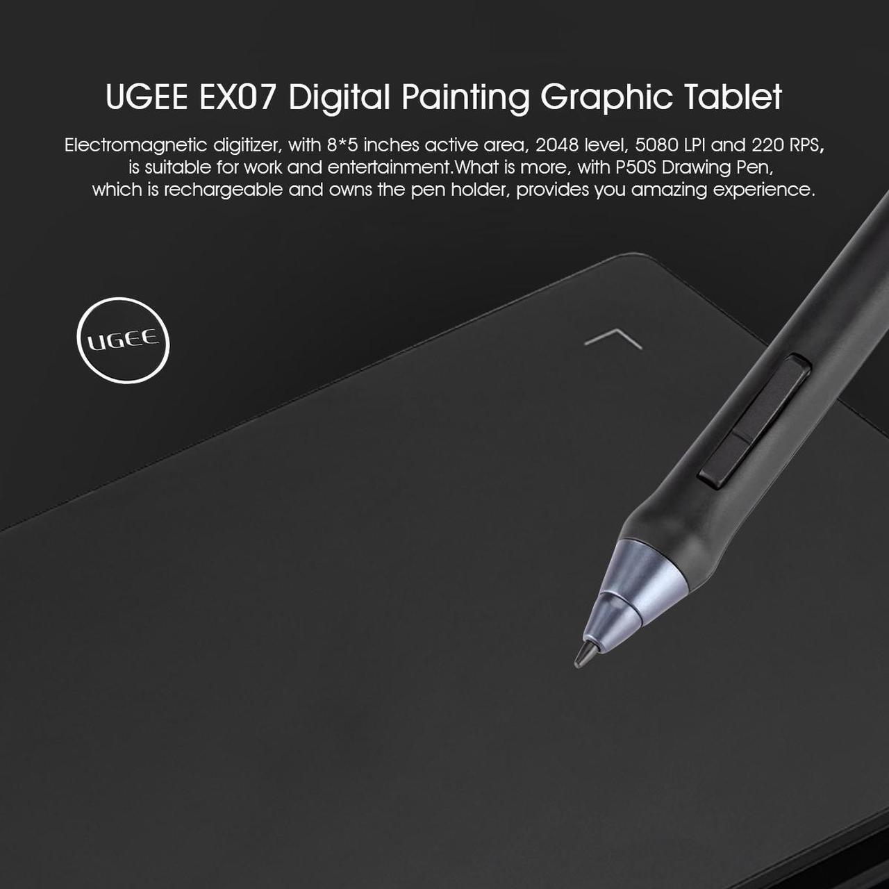 Alt view image 5 of 7 - UGEE EX07 8'' x 5'' Digital Art Graphics Tablet with P50S Drawing Pen