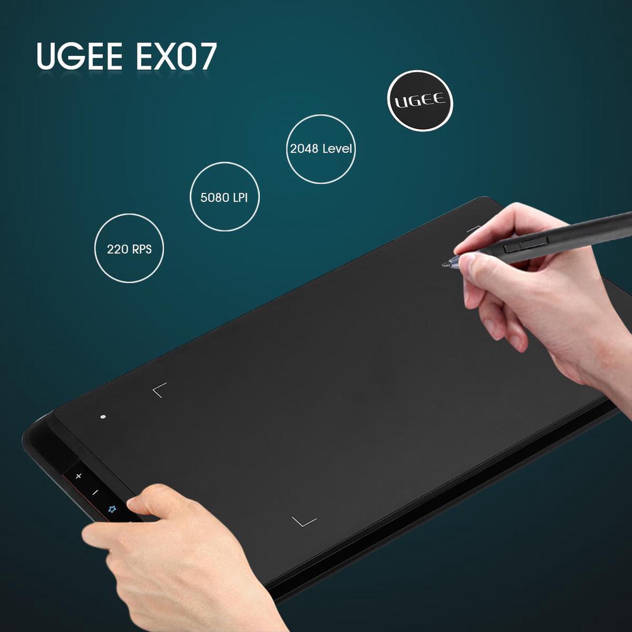 Alt view image 4 of 7 - UGEE EX07 8'' x 5'' Digital Art Graphics Tablet with P50S Drawing Pen