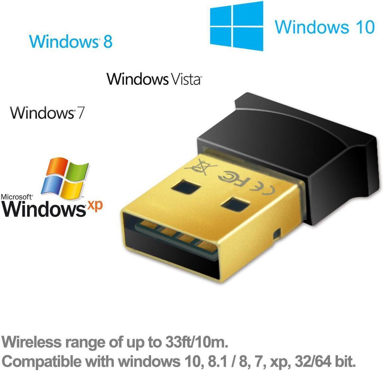 Alt view image 2 of 6 - Bluetooth 4.0 USB Adapter, Costech Gold Plated Micro Dongle 33ft/10m Compatible with Windows 10,8.1/8,7, Vista, XP, 32/64 Bit for Desktop, Laptop, computers