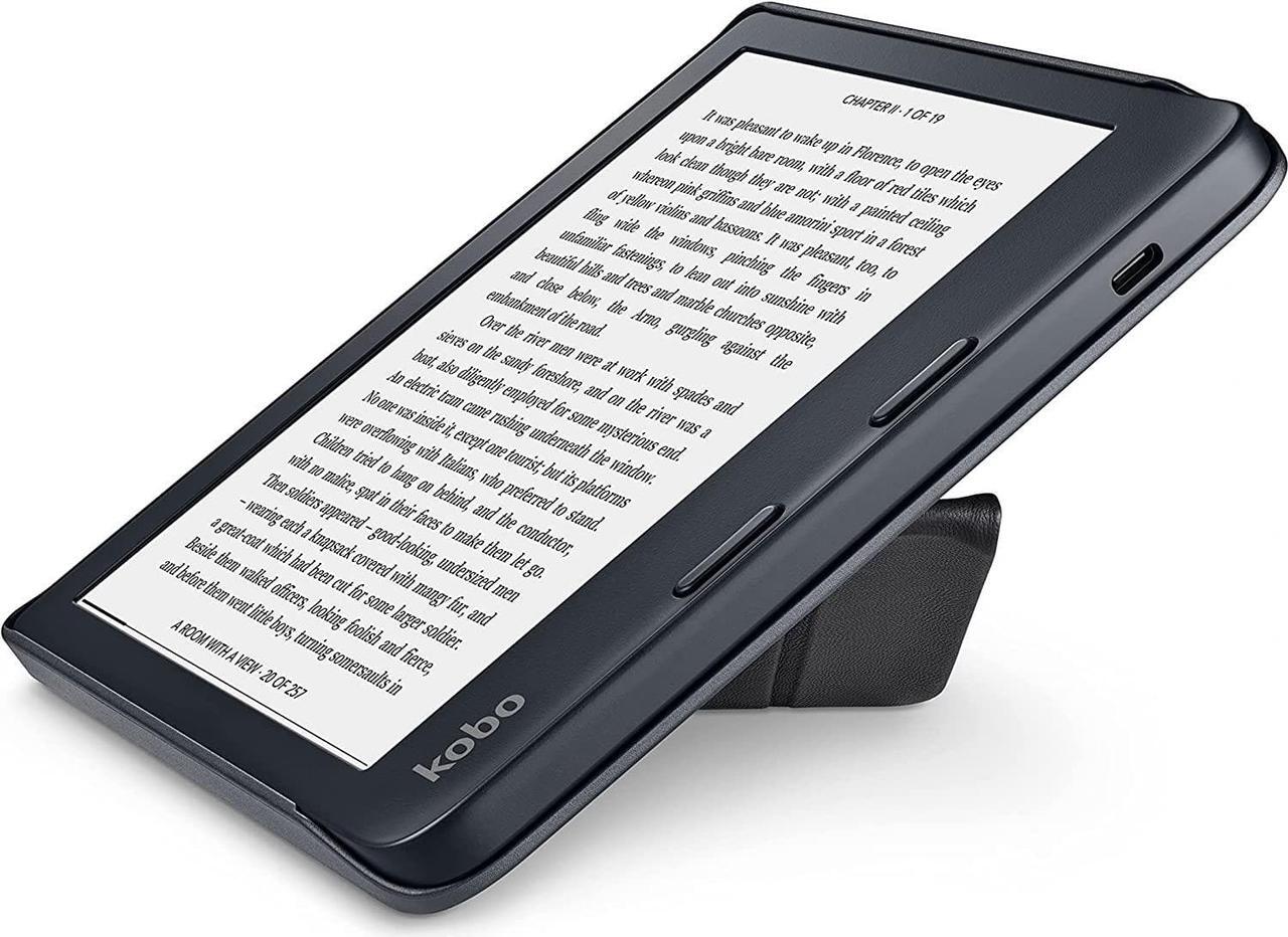 Alt view image 7 of 12 - Kobo Libra 2 SleepCover Case | Black | Sleep/Wake Technology | Built-in 2-Way Stand | Vegan Leather | Compatible with 7 Kobo Libra 2 eReader
