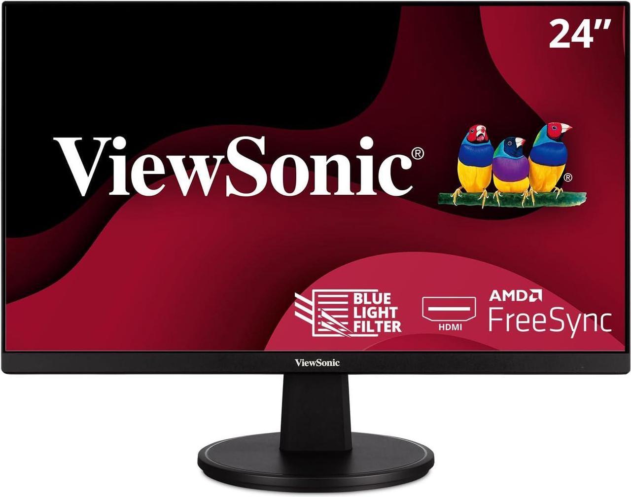 ViewSonic VA2447-MH 24 Inch Full HD 1080p Monitor with Ultra-Thin Bezel, Adaptive Sync, 75Hz, Eye Care, and HDMI, VGA Inputs for Home and Office