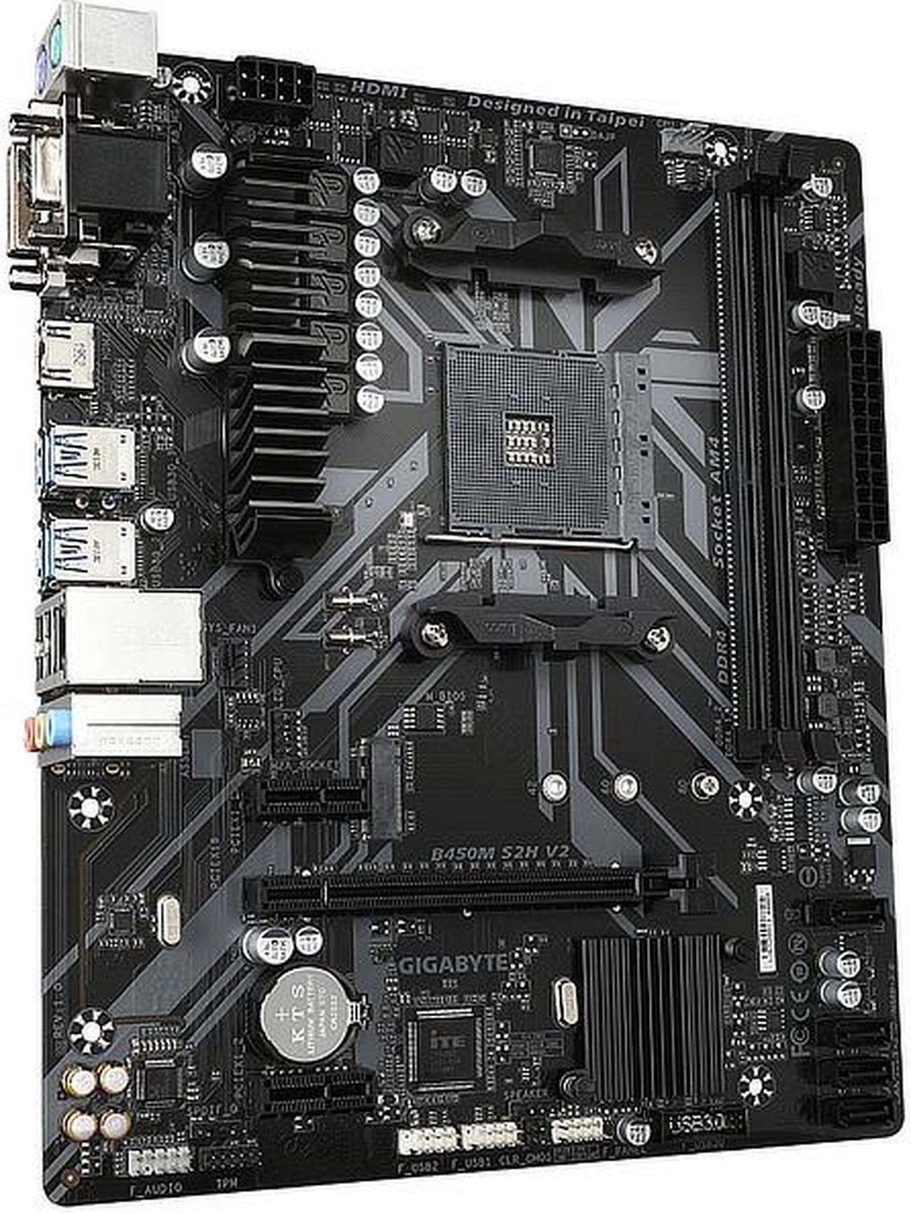 Alt view image 2 of 4 - Gigabyte B450M S2H V2 Socket AM4 AMD B450 DDR4 Micro ATX Motherboard (B450M S2H V2)