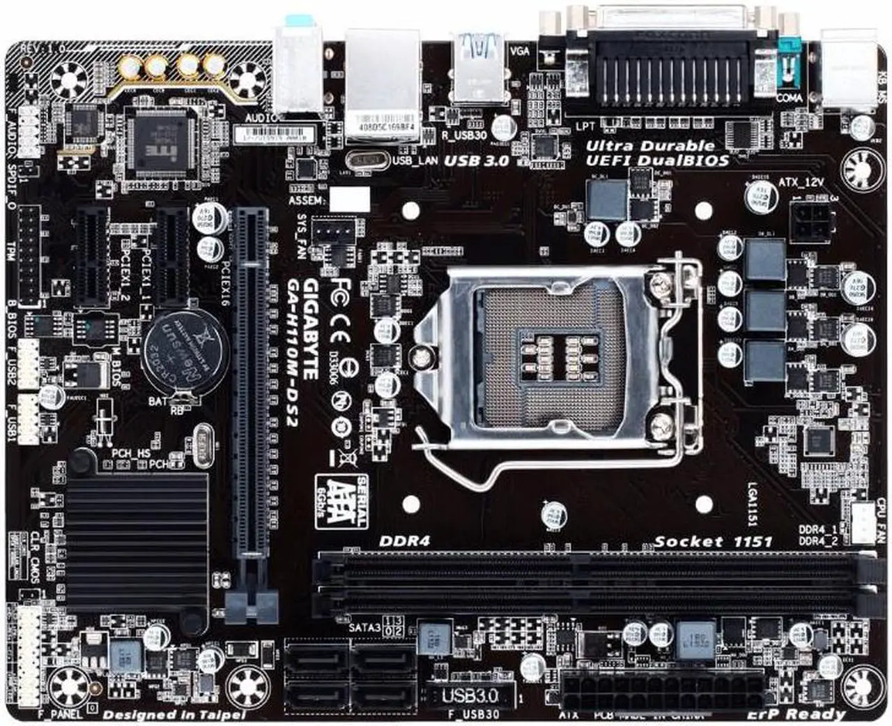 Alt view image 2 of 4 - GIGABYTE GA-H110M-DS2 LGA 1151 Intel H110 SATA 6Gb/s USB 3.0 Micro ATX Intel Motherboard