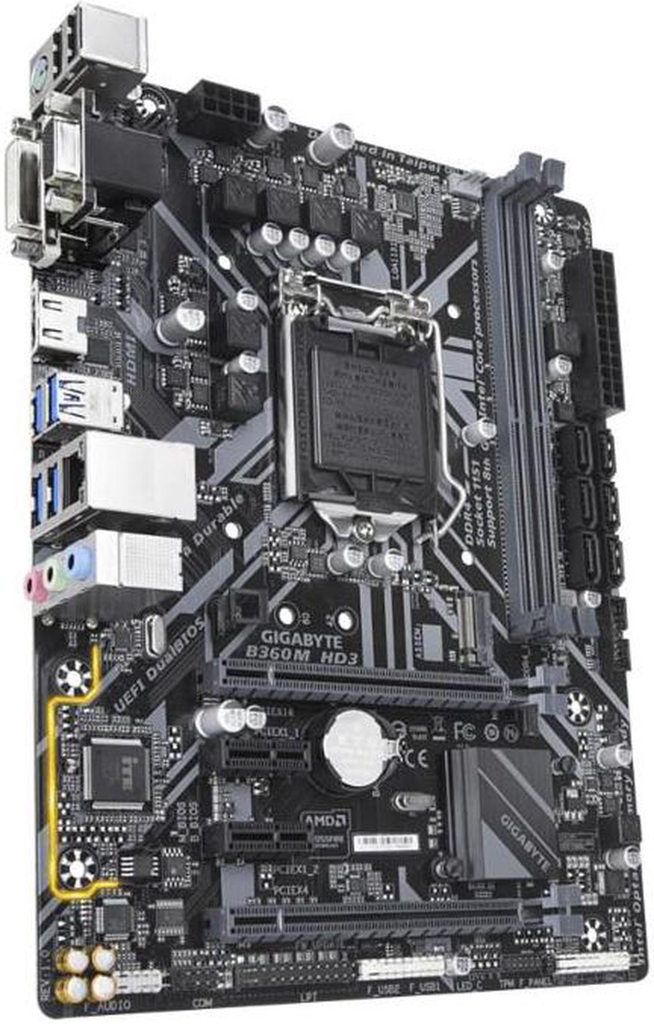 Alt view image 4 of 6 - Gigabyte Intel B360M HD3 Socket LGA 1151 DDR4 Micro ATX Motherboard (B360M HD3)