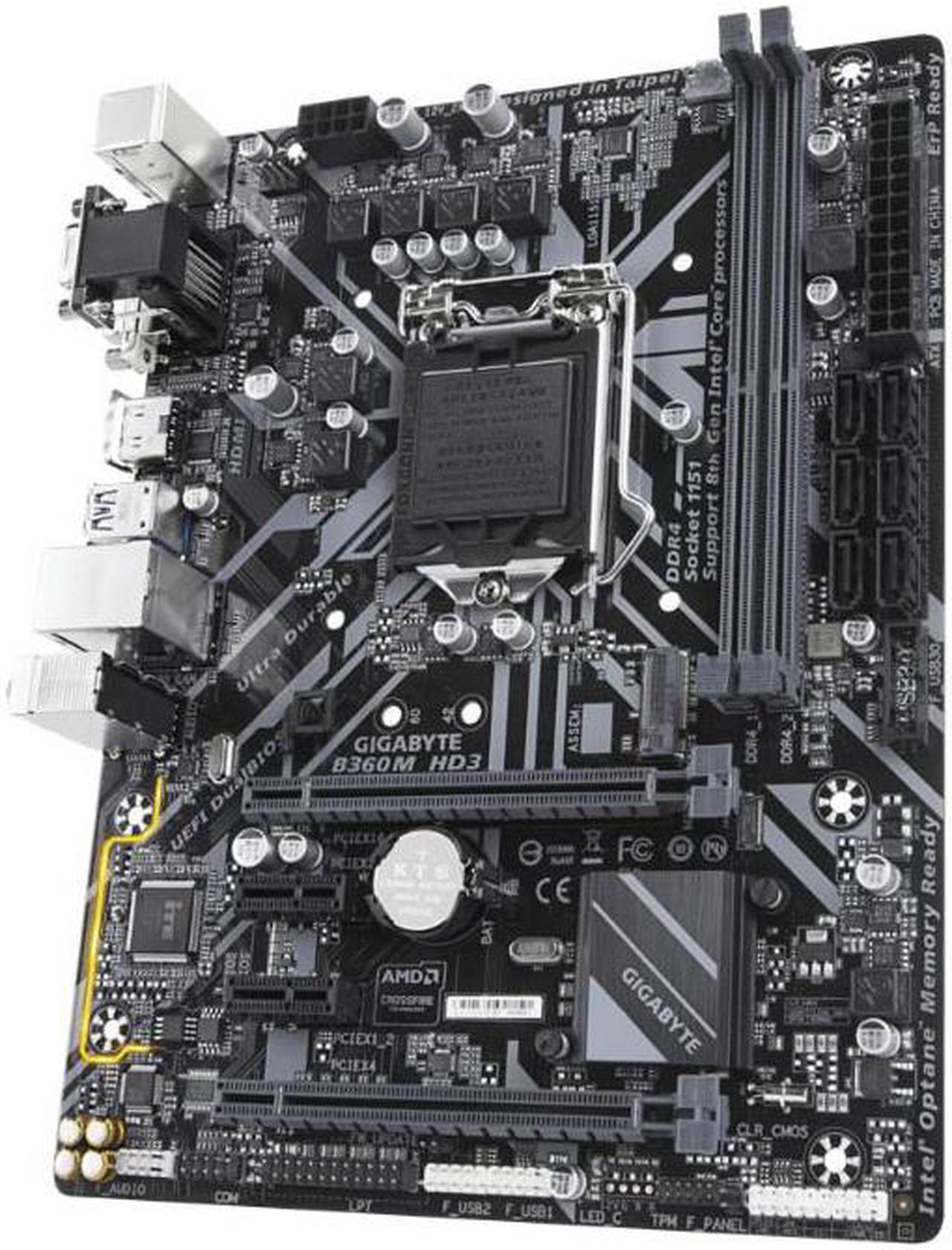 Alt view image 5 of 6 - Gigabyte Intel B360M HD3 Socket LGA 1151 DDR4 Micro ATX Motherboard (B360M HD3)