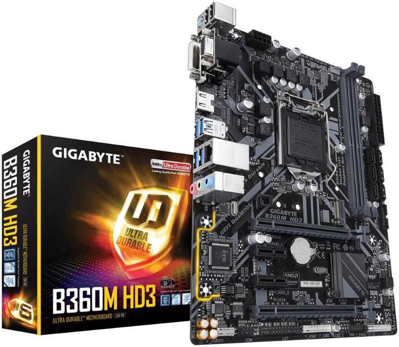 Main image of Gigabyte Intel B360M HD3 Socket LGA 1151 DDR4 Micro ATX Motherboard (B360M HD3)