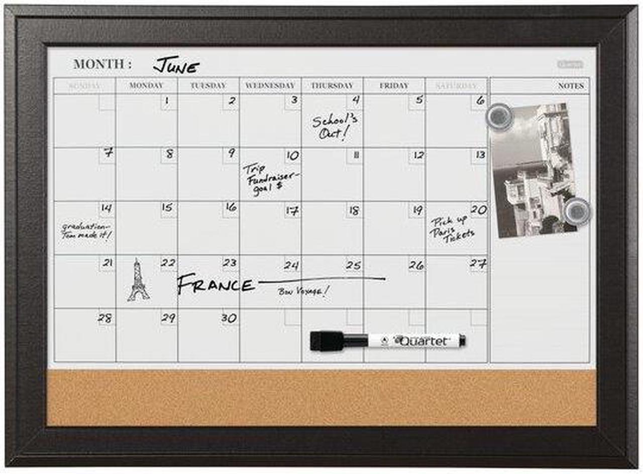 Alt view image 5 of 20 - Quartet Combination Magnetic Whiteboard Calendar & Corkboard 23x17 Black