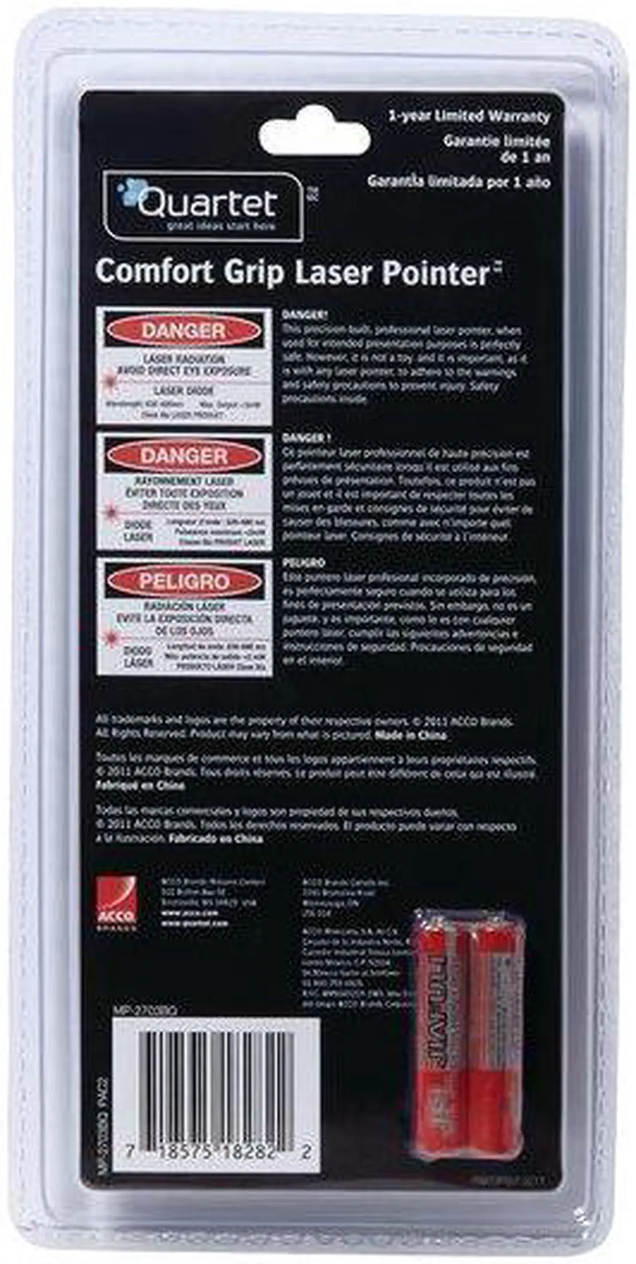 Alt view image 5 of 18 - Quartet Classic Comfort Laser Pointer Class 3A Projects 1500 ft Blue MP2703BQ