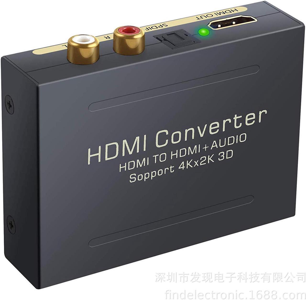 HDMI Audio Extractor Splitter HDMI to HDMI + SPDIF RCA Stereo L/R Audio Output Digital to Analog Audio De-embedder Sound Converter (HDMI in to HDMI with Audio Out) Support 4K@30Hz 1080P Full HD 3D