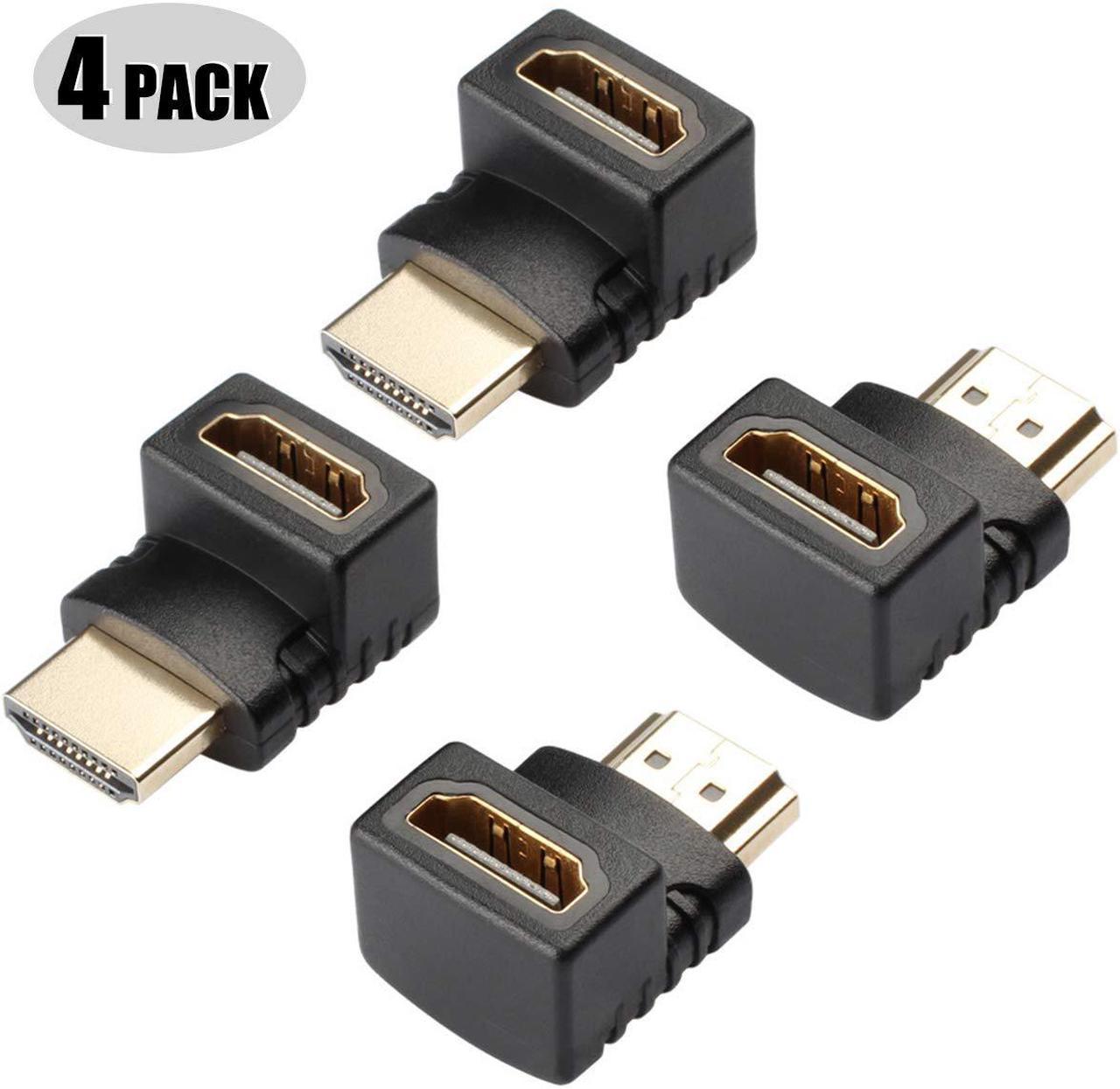 Jansicotek 4K HDMI Coupler Male to Female Port Right Angle 90 Degree and 270 Degree Adapter, 4-Pack