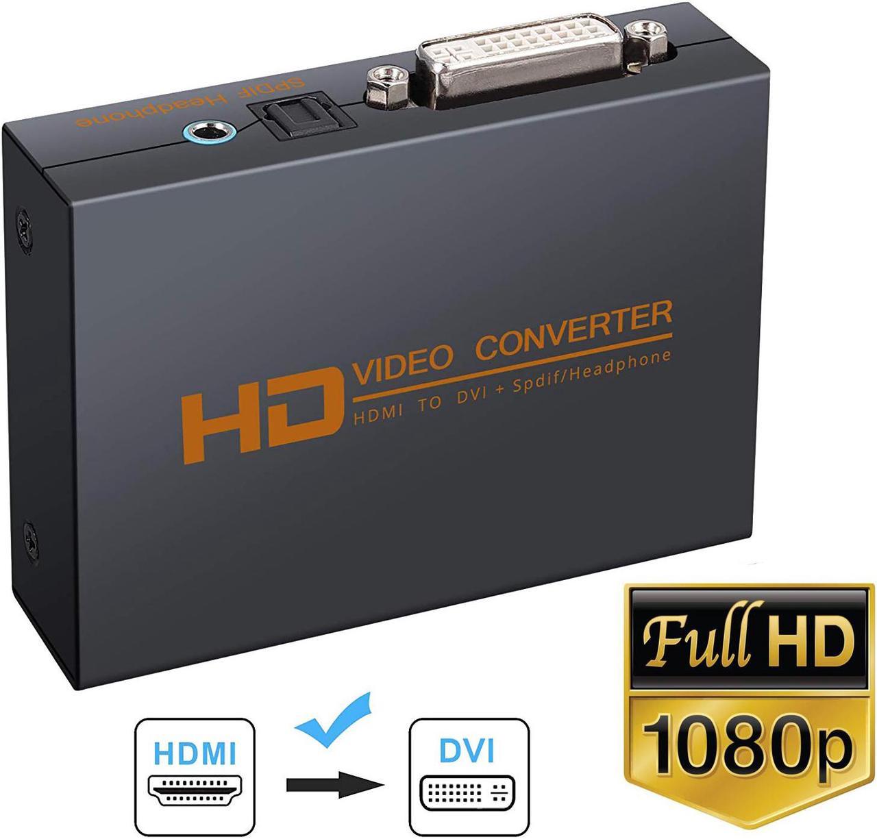 1080P HDMI to DVI and Optical TOSLINK SPDIF + 3.5mm Stereo Audio Extractor Converter HDMI Audio Splitter Adapter(HDMI Input, DVI + Optical Toslink SPDIF Audio Output)