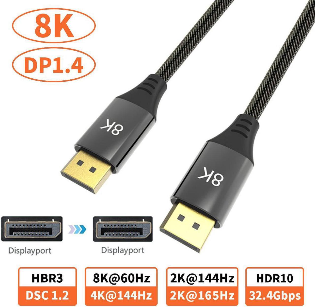 Jansicotek  DisplayPort Optical cable Male to Male DP1.4 8K @60HZ 4K@144HZ High Speed 32.4Gbps Optical Fiber DisplayPort for PC, Laptop, HDTV, DP to DP Cable, 3.3ft