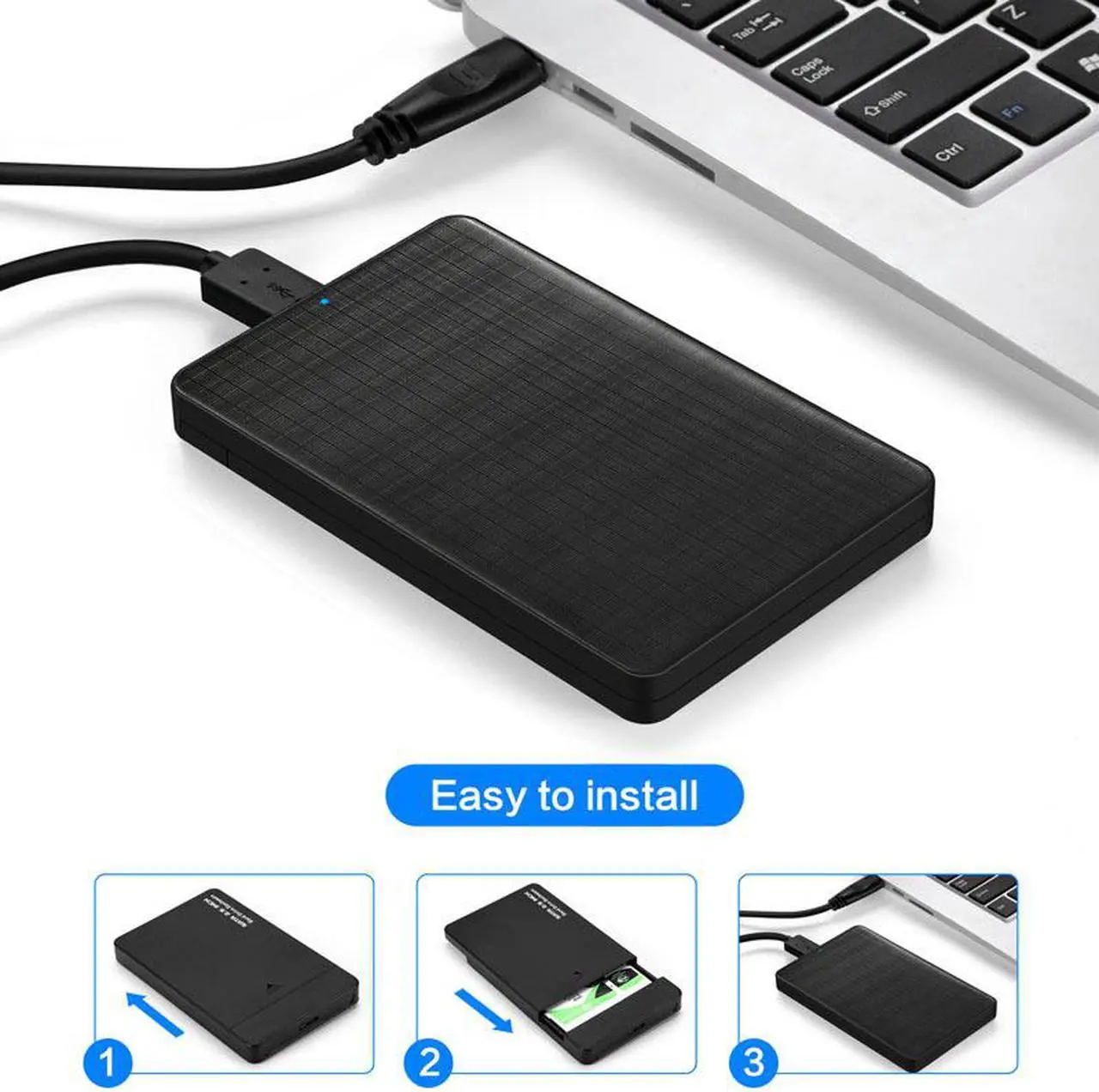Alt view image 4 of 7 - Jansicotek Tool Free Hard Drive Enclosure USB 3.0 Interface for 2.5 inch HDD SSD 7mm 9.5mm UASP Supported, Tool-Free, 2-Pack