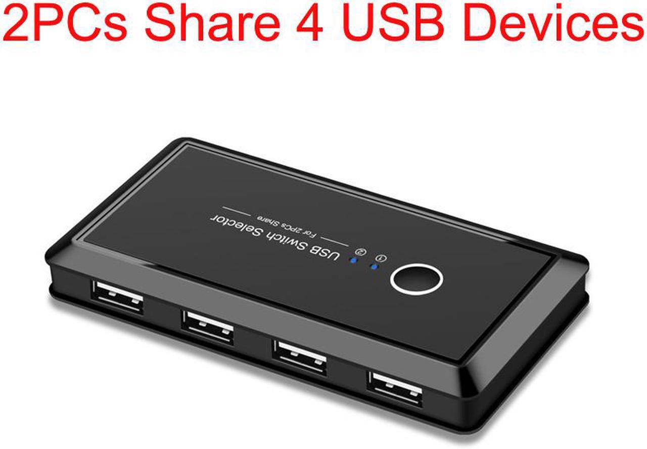Main image of USB Switch Selector, 2 in 4 Out USB 2.0 Sharing Switch Box KVM Switch Box Switcher 2 Port PCs Sharing 4 Devices for Keyboard Mouse Printer Monitor with 2 USB2.0 Cable