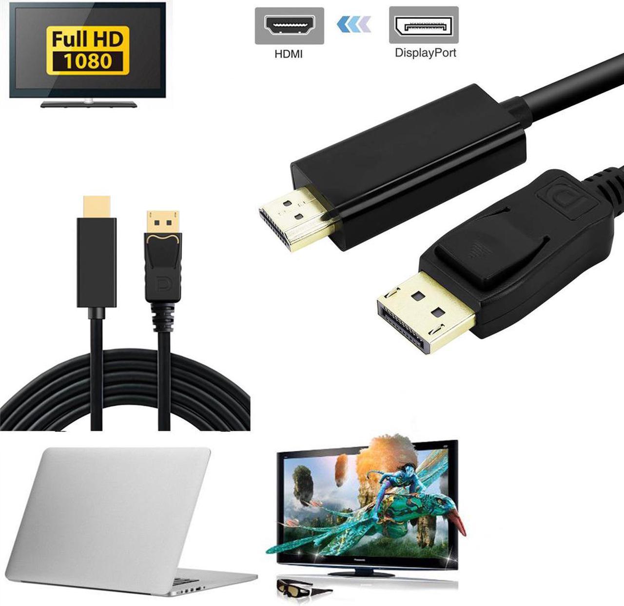 Jansicotek DisplayPort to HDMI 6 Feet Cable, 1080p DisplayPort to HDMI Male to Male Adapter Gold-Plated Cord for Lenovo, HP, ASUS, Dell and Other Brand