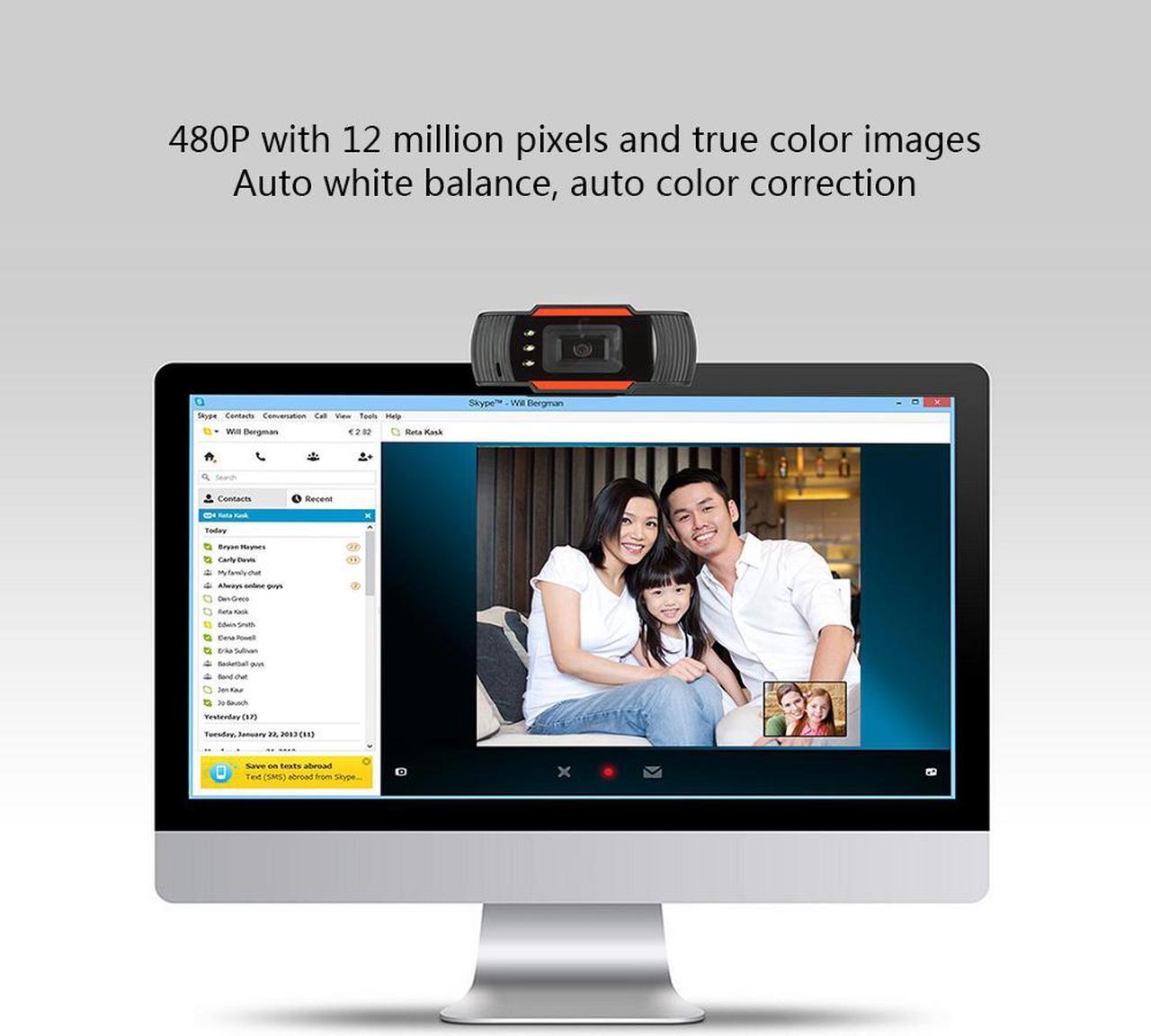 Alt view image 7 of 7 - Computer Accessories Streaming Camera 480P Webcam Built-in Mic Work with Win7 Win8 for MSN Skype Tahoo Netmeeting