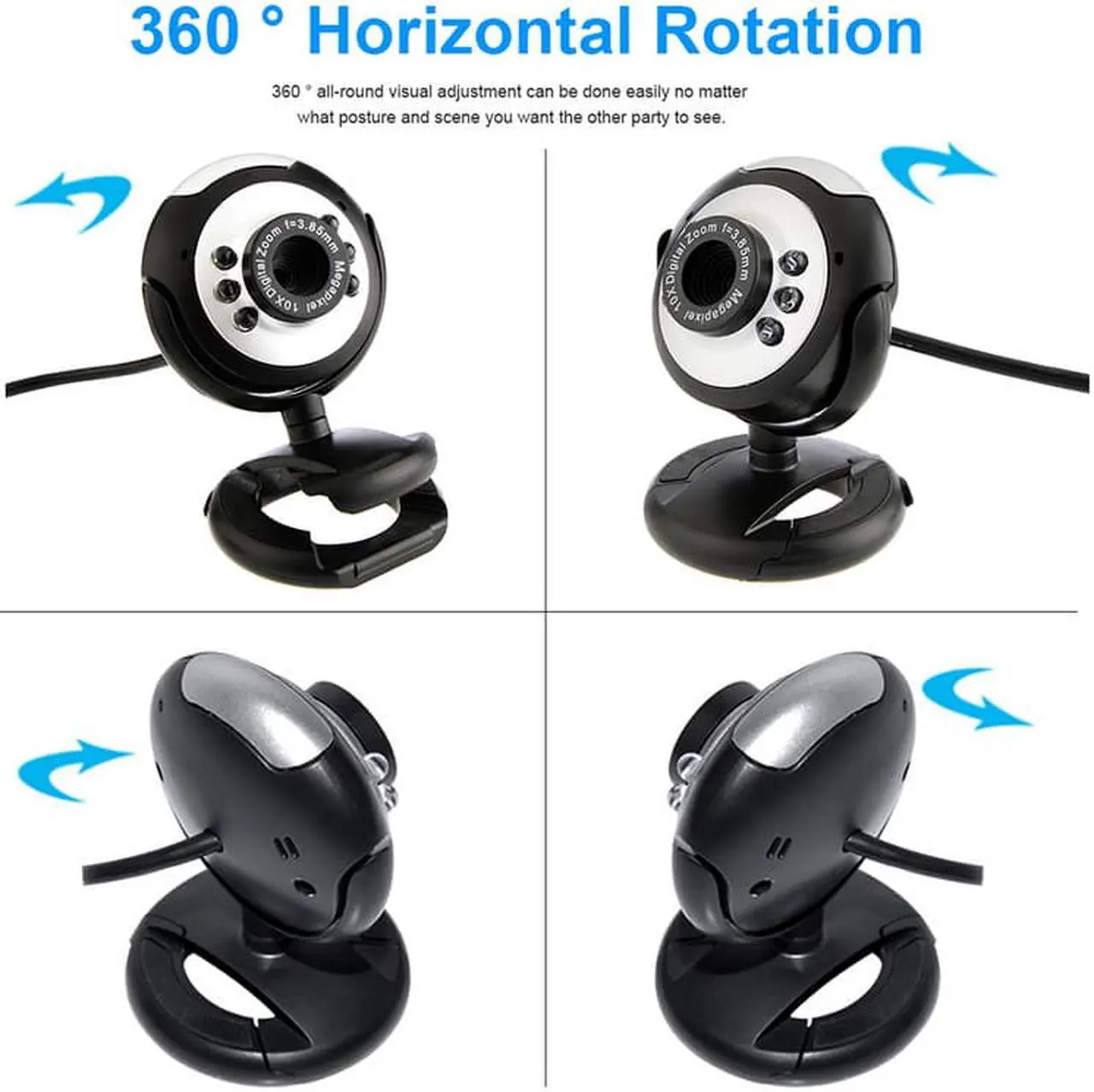 Alt view image 2 of 7 - With 6 LED night vision USB 2.0 3.0 Computer Camera Notebook Laptop 480P HD Webcam Camera Microphone Video TV