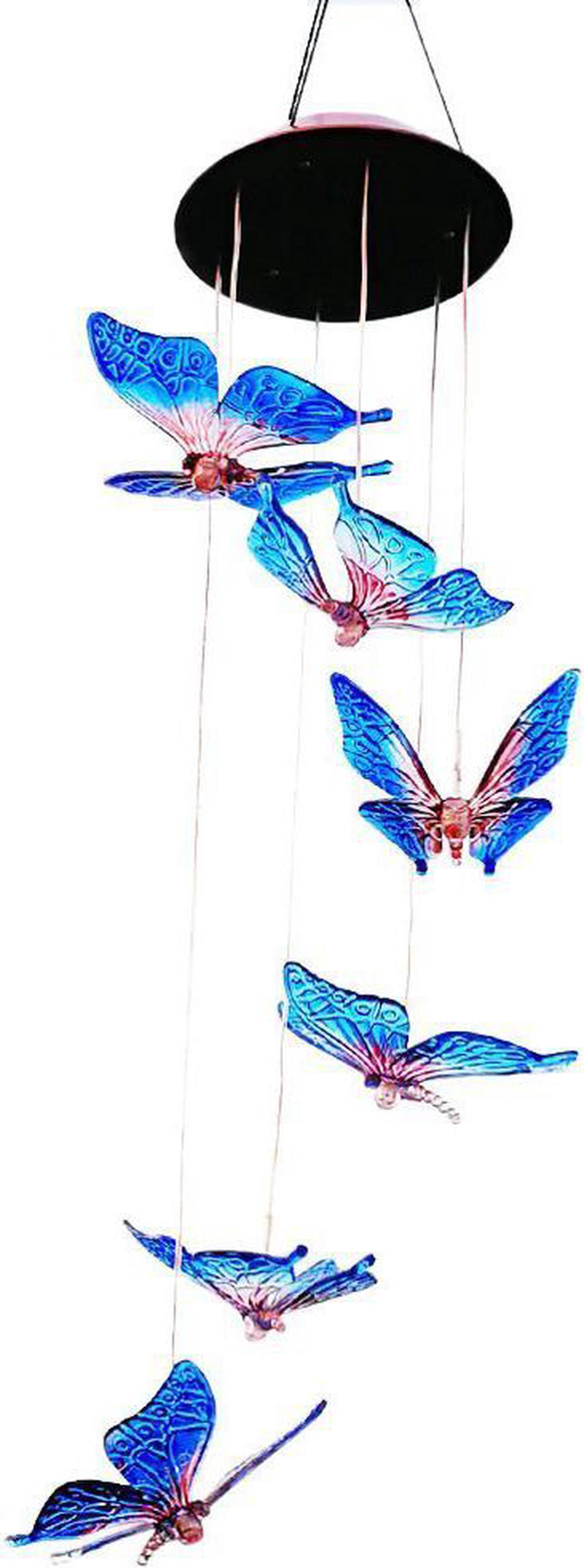 Alt view image 6 of 7 - Solar Butterfly Wind Chimes, Outdoor Waterproof Mobile Romantic LED Multi Color-Changing Solar Sensor Powered Lights for Home, Yard, Night Garden, Party, Valentines Gift, Festival Decor