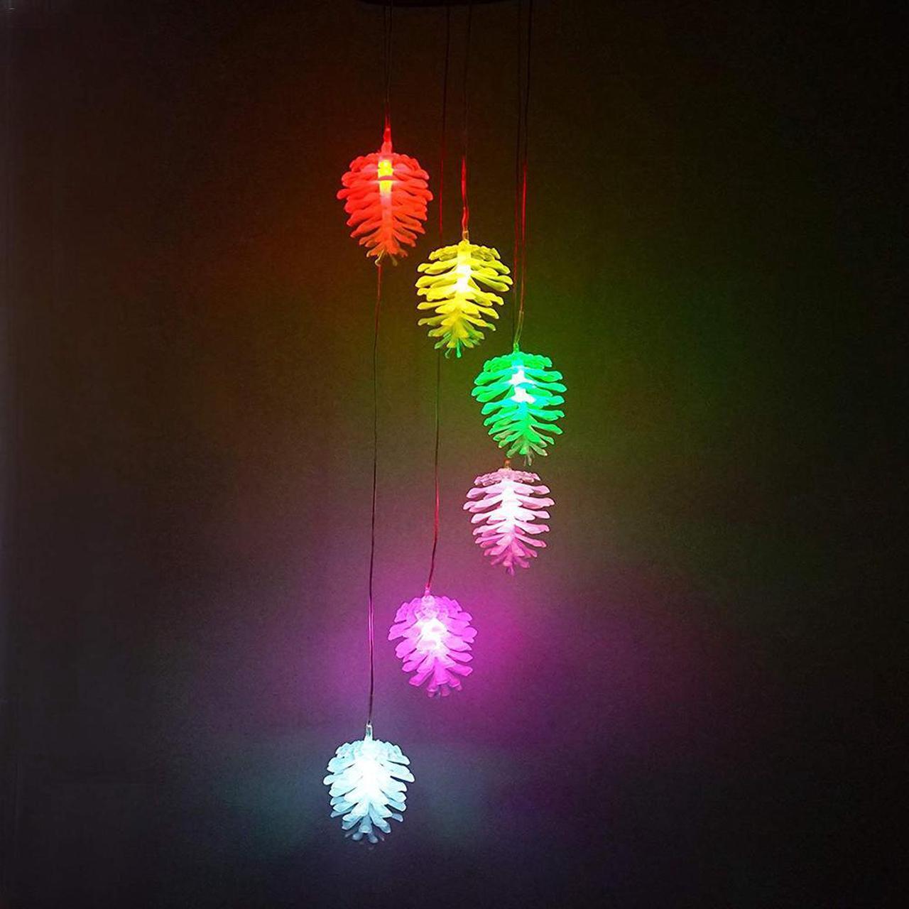 Alt view image 2 of 6 - Gifts for Mom Grandma Wind Chimes Outdoor, Solar Pine Cone Wind Chimes Color Changing Lights Mobile Wind Chime Best Memorial Birthday, Decorative Romantic Patio Lights for Yard Garden Home