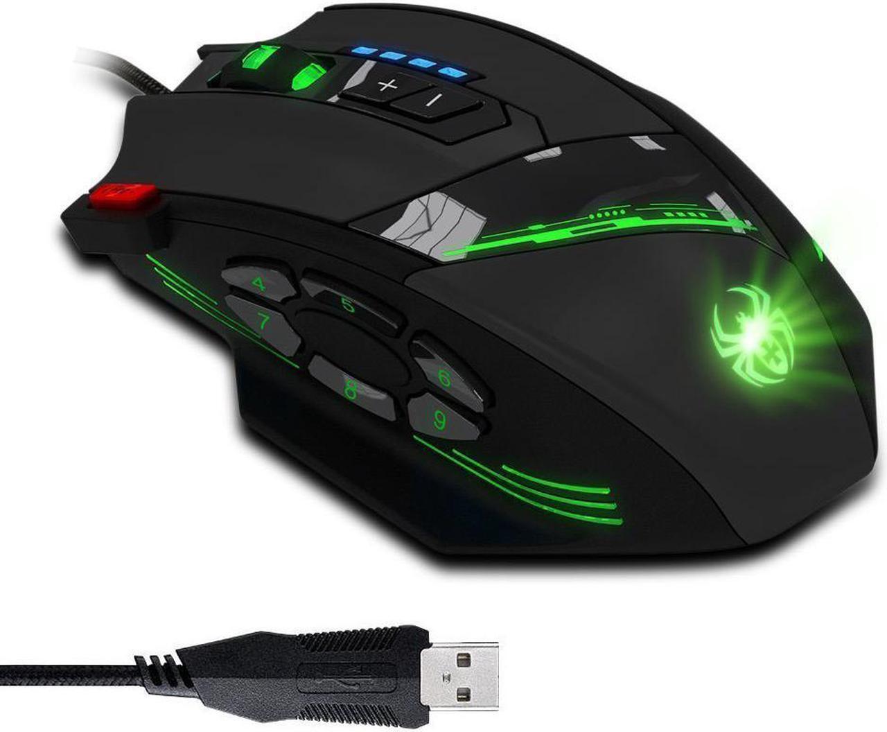 Main image of Zelotes C-12 4000 DPI High-Precision Programmable Laser Gaming Mouse for PC, MMO FPS, 6 Side Buttons, 12 Programmable User Buttons, rgb LED Lighting (Black)